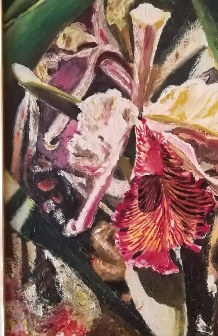 Orquídea en óleo. Autor El Sr. Arias en su época natural de pintura. El 1978